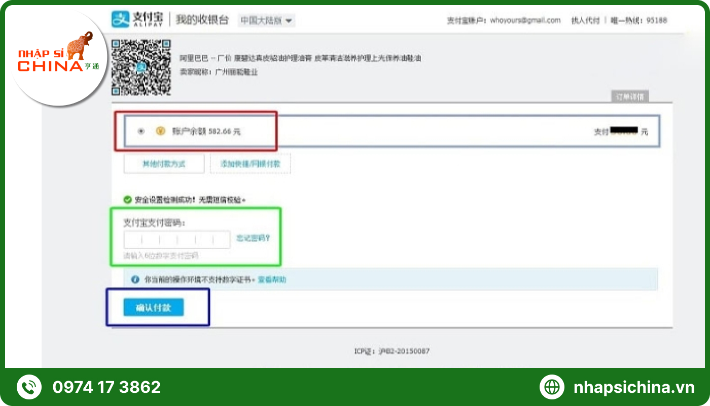 Nhập thông tin khi order Taobao trên tài khoản Alipay