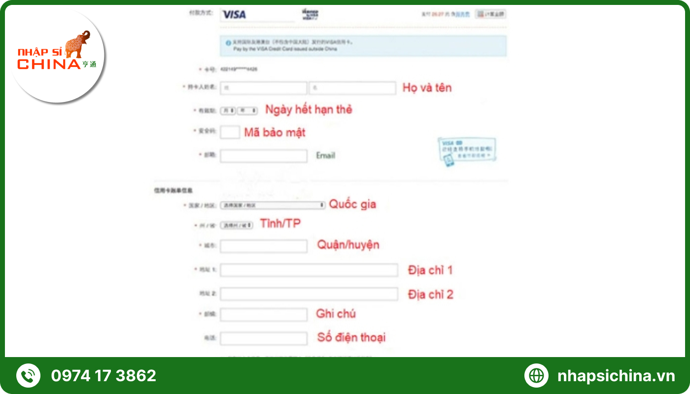 Điền thông tin thẻ Credit/Debit Card