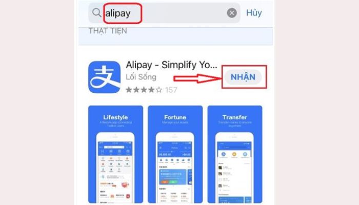 Tải Alipay trên ứng dụng điện thoại