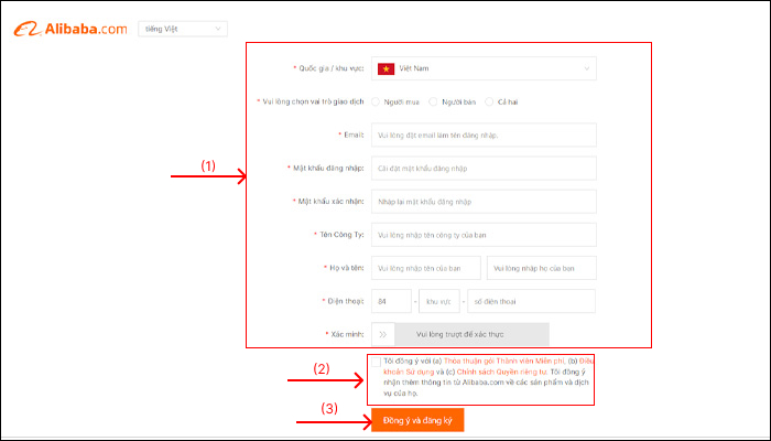 Điền các thông tin cá nhân và nhấn chọn “Đồng ý và đăng ký”