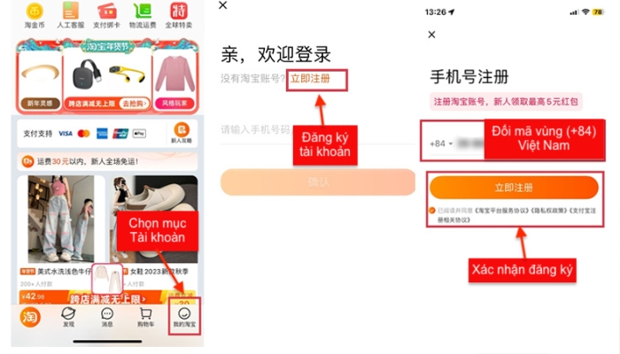 Cách đăng ký tài khoản Taobao bằng số điện thoại