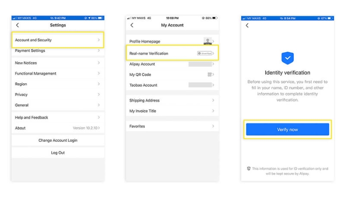 Cần xác thực thông tài khoản Alipay nhằm đảm bảo an toàn cho tài khoản Taobao