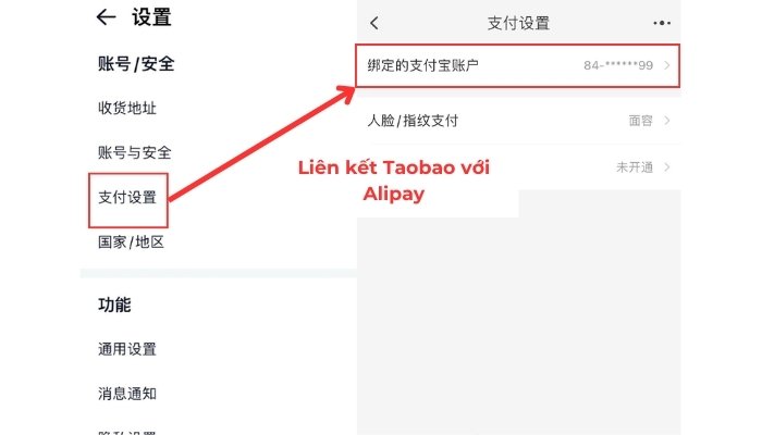 Liên kết Taobao với Alipay