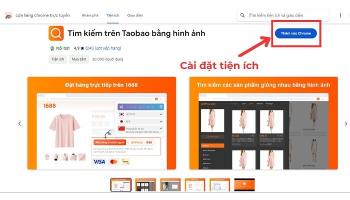 Cài đặt tiện ích tìm kiếm bằng hình ảnh trên Taobao