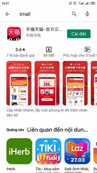 ải ứng dụng Tmall về điện thoại