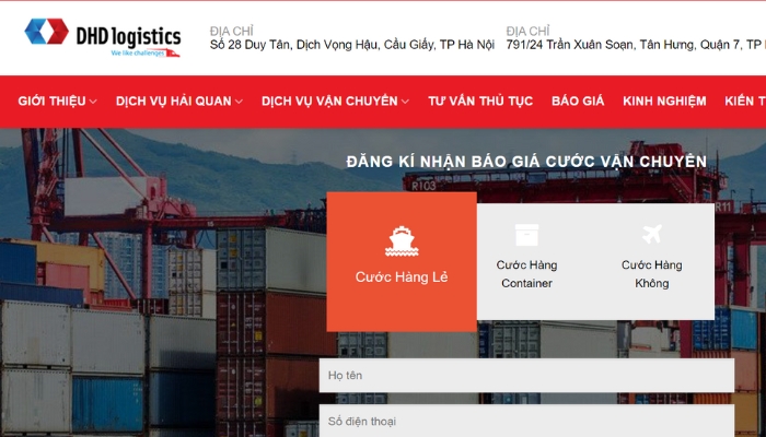 Website chính thức của DHD Logistics