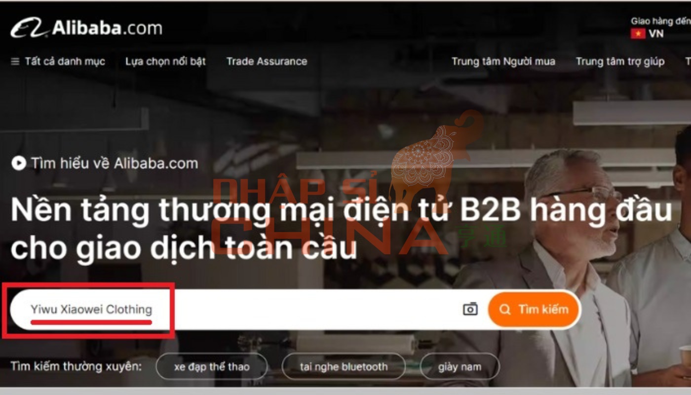 Tìm bằng tên shop cụ thể vào thanh tìm kiếm